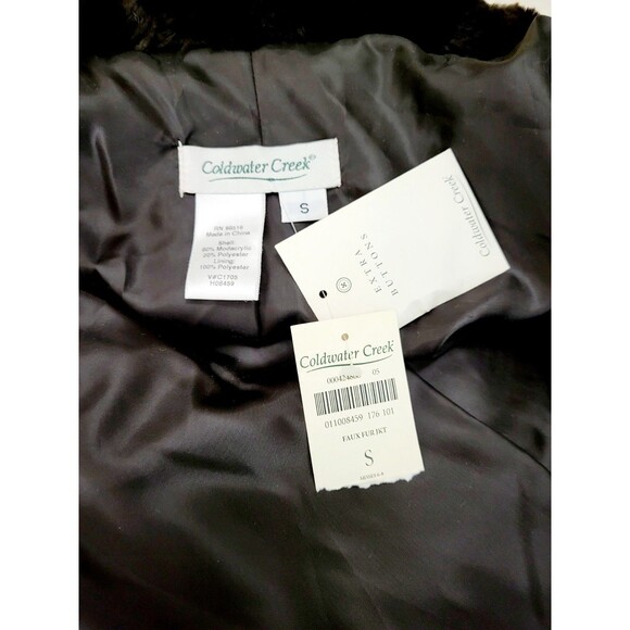 Vintage 90s Y2K Coldwater Creek Faux Fur Teddy Bear Mob Wife Coat Size Small NEW - Picture 12 of 12